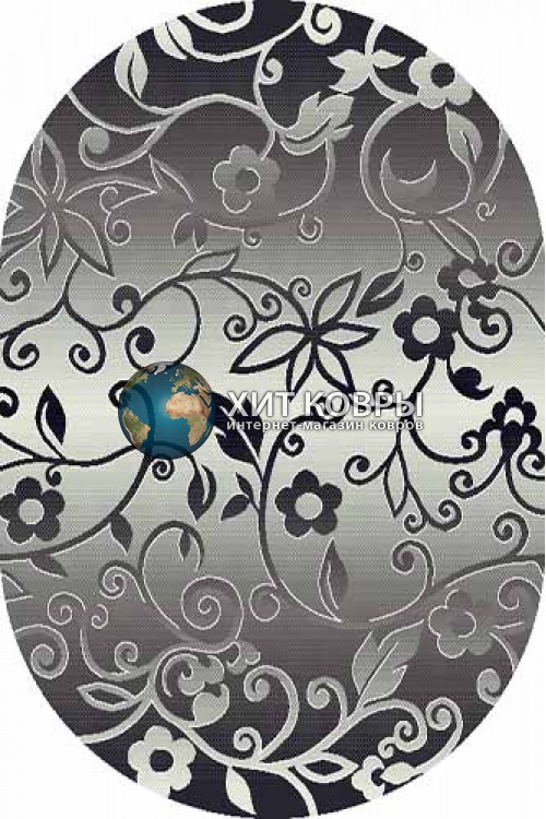Российский ковер  овальный серебро d214 серый