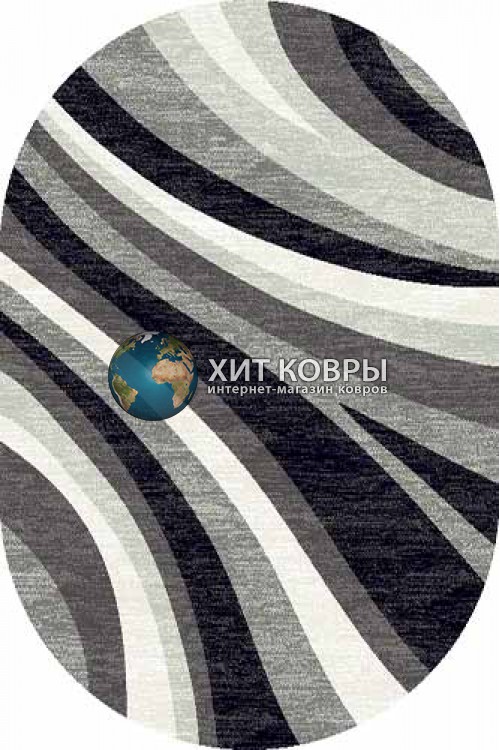 Российский ковер  овальный серебро d234 серый