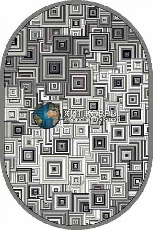 Российский ковер  овальный серебро d239 серый